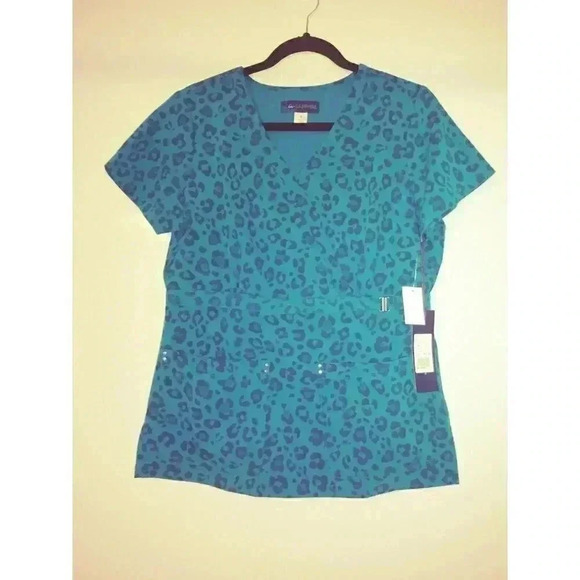 Koi Sapphire Scrubs Sz Small Leopard Cheetah Anima - Picture 7 of 7